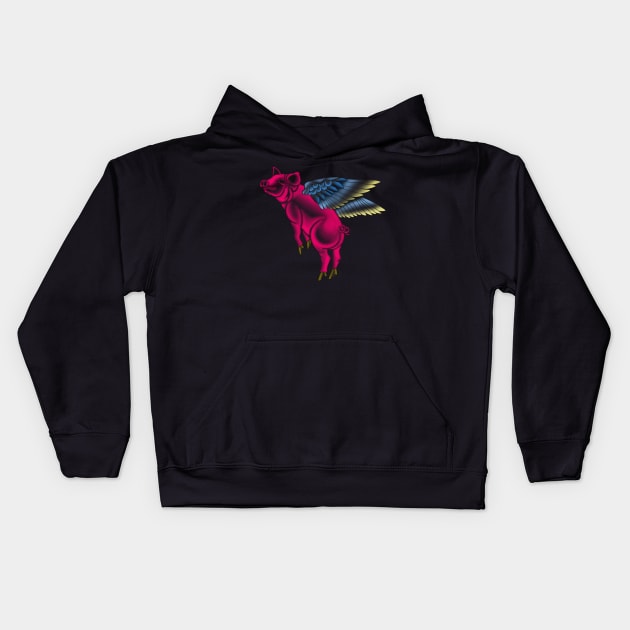 When pigs fly Kids Hoodie by lizajambalaya